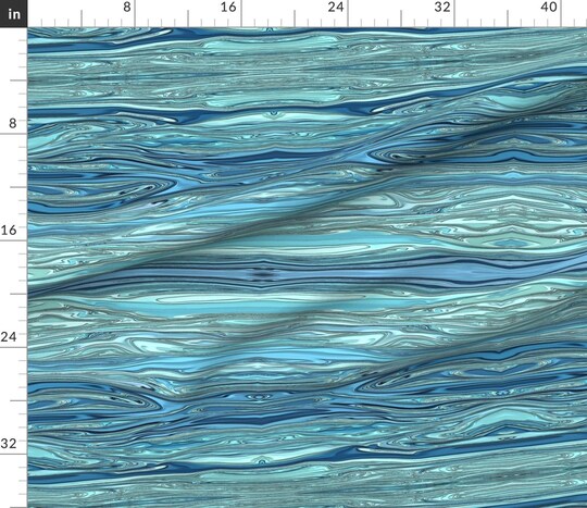 Wavy Ocean Pattern Waves Sea Caribbean Coastal Nautical Blue Aqua Fish Custom Printed Fabric by Spoonflower Various Fabrics by the Yard or Fat Quarter